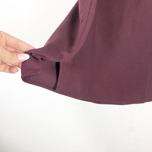 AllSaints Jay Pleated Mini Dress XS Bordeaux Red  Semi Sheer Casual Sleeveless - Picture 10 of 14